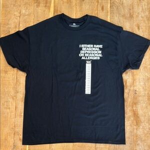Black Short Sleeve Tee with Clean Text Design NWOT